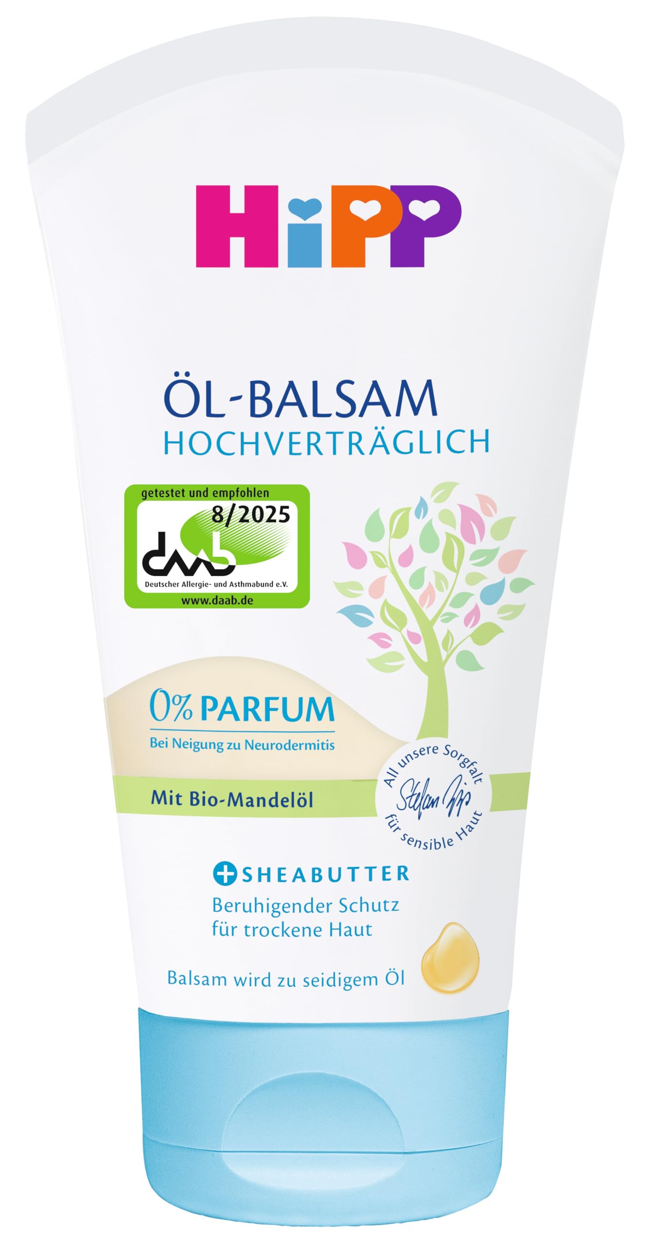 HiPP hochverträglich Öl-Balsam, mit Jojobaöl, Sheabutter und Bienenwachs für trockene Haut, parfumfrei & hypoallergen, bei Neigung zu Neurodermitis,150 ml