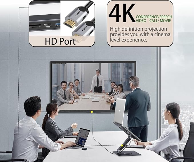 Base Docking Station USB C 7 en 1 para Laptop, con HDMI 4K, 2 USB 3.0, RJ45, PD 3.0 miniatura 7