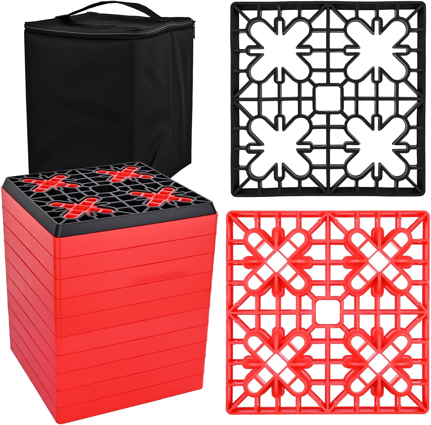 Nilight RV Leveling Blocks 12 Pack Interlocking Design Stabilizer Block Anti-Slip Rubber Covers Customizable Height with Carrying Bag for Rv Camper Travel Trailer