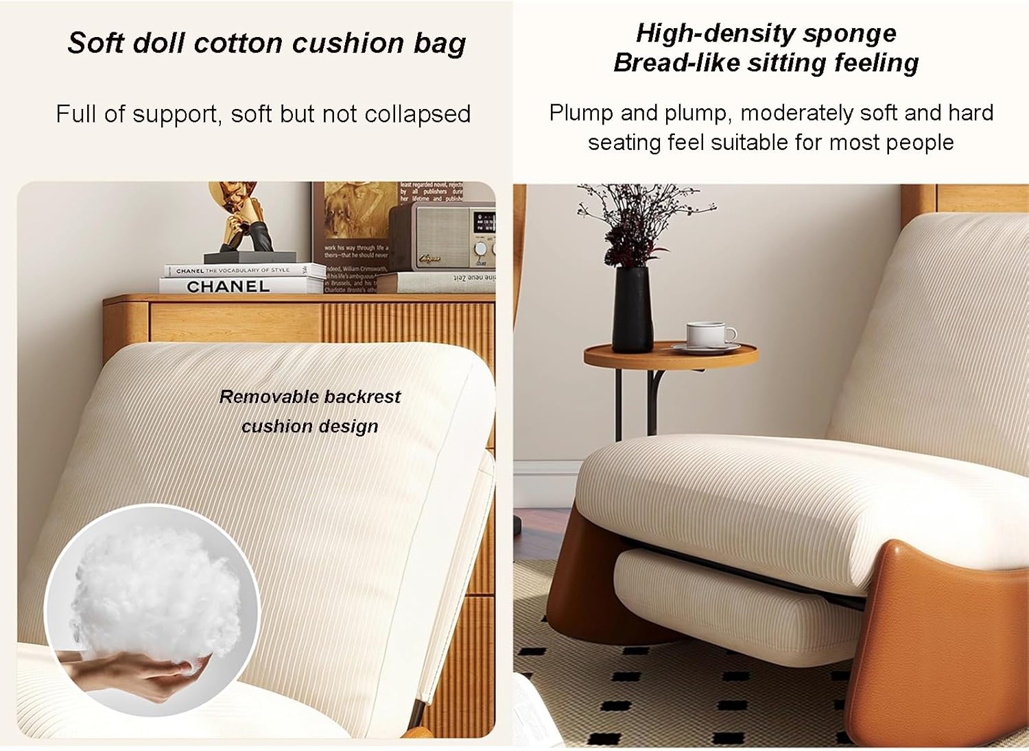 Modern Lounge Chair for Balcony Modern Comfortable Rocking Chair Rocking Recliner Chair Nursery Rocking Chairs for Adults for Living Room Bedroom Balcony Offices (Color : White, Size : No Pedal)