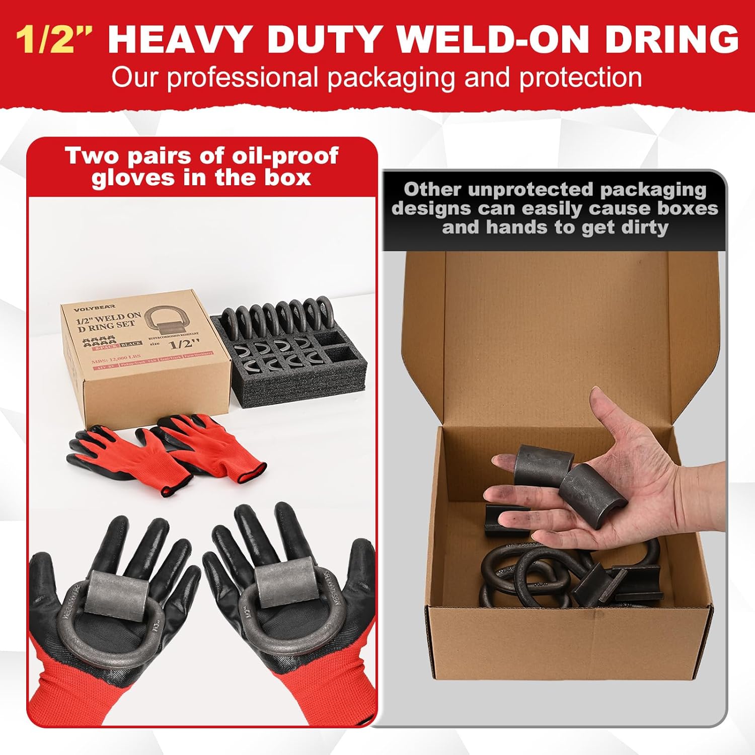 8 Pack 1/2" Heavy Duty Weld-On Forged D Rings, 1/2 inches D-Ring Trailer Tie Down Anchor for Trailer, Pickup-Truck, Semi-Truck,RV, ATV Tiedowns, Farm Machinery,Van. MBS:12,000 lbs