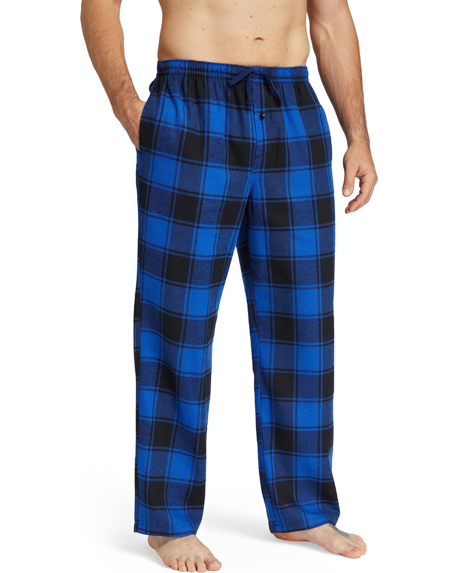 Mens Pajama Pants Flannel Cotton Plaid Sleep & Lounge Pants, PJ Bottoms with Pockets and Button Fly-image-41