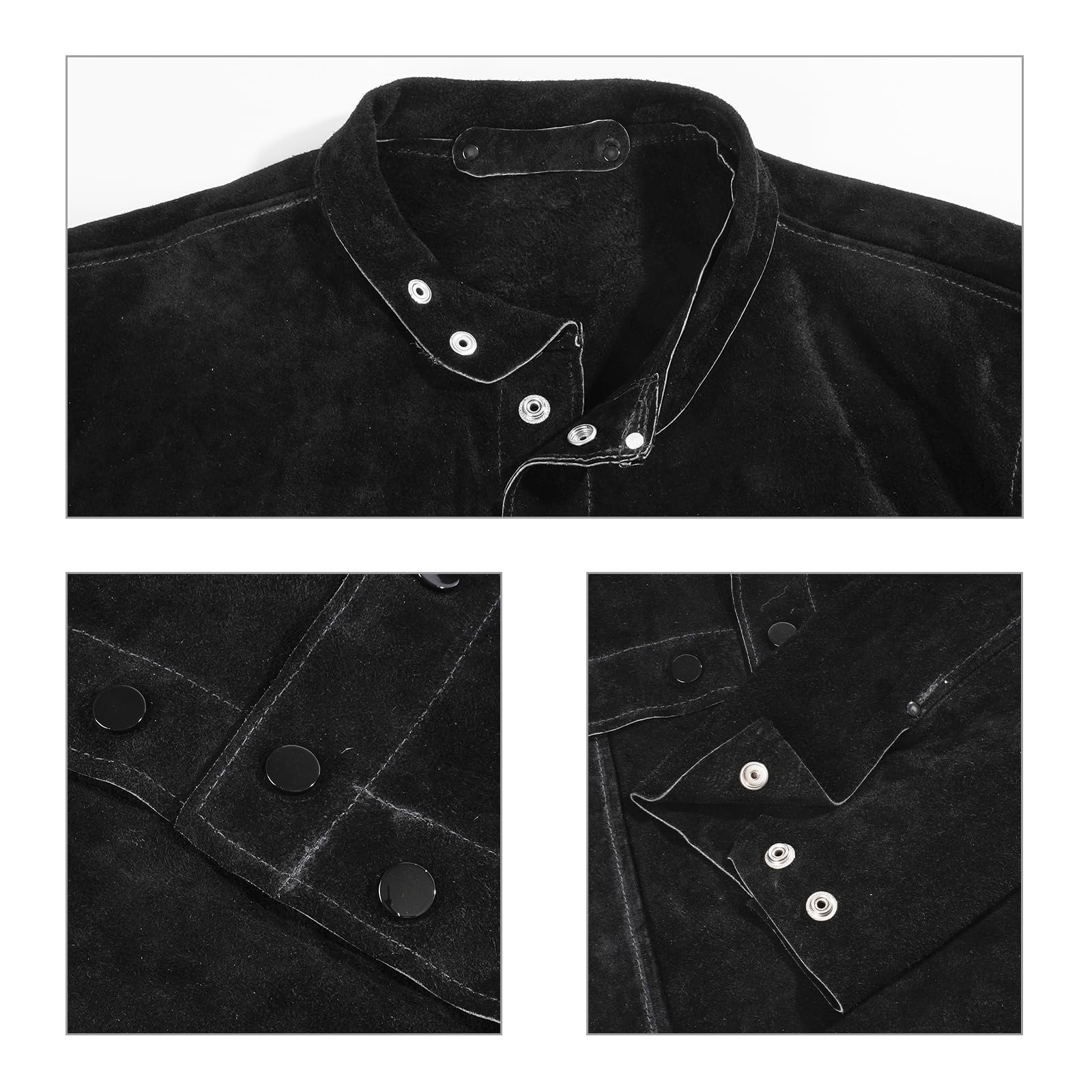 LeaSeek Leder Schweißjacke, Flammbeständige Hochleistungs-Split Rindsleder Leder Offene Zurück Schweißer Jacke für Männer & Frauen