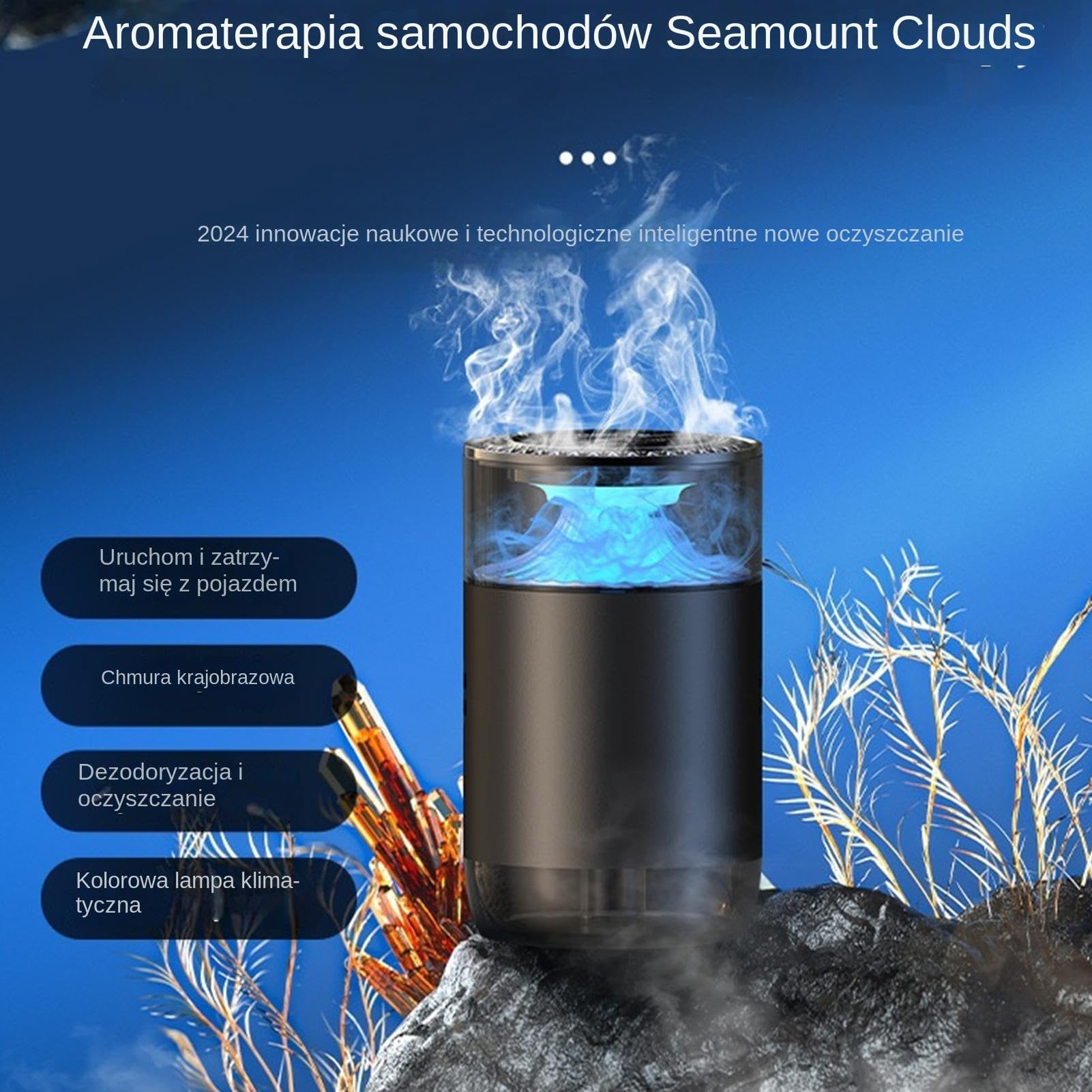 LED Cloud Mist Car Diffuser, Alloy & PC Material, 4.5x2.7in, 10W Type-C Rechargeable, 800mAh Battery, Auto Aromatherapy Freshener For RVs, Trucks, Sedans, Natural Fragrance