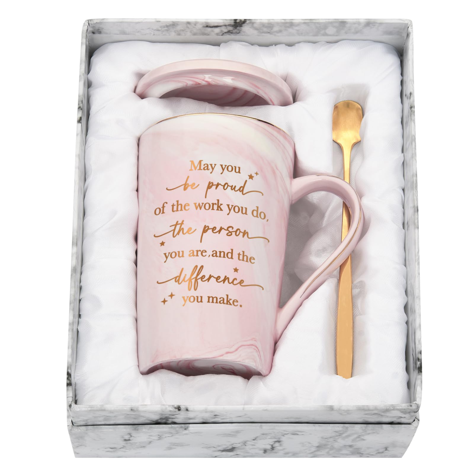 Joymaking Thank You Teacher Gifts, 14oz Coffee Mug Best Teacher Gifts for Women, Leaving Gifts for Colleagues, Pink