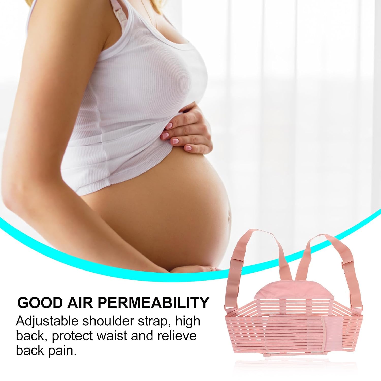 Unomor Pregnancy Belly Support Maternity Belt with Adjustable Shoulder Strap Breathable Elastic Band Back Abdomen Brace for Pregnant Women Pink Xl