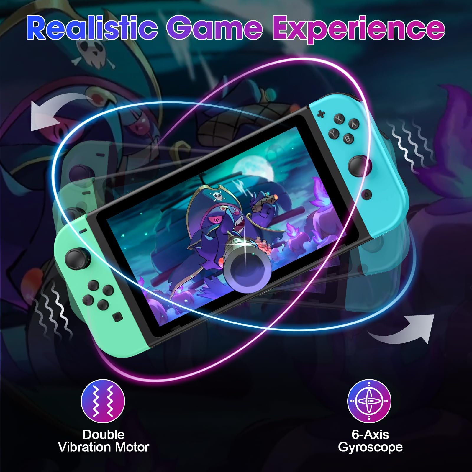 LNLBADNZ Replacement for Nintendo Switch Controller, Left and Right Switch Wireless Controllers Compatible with Switch/Lite/OLED, Support Motion Control/Wake-up/Dual Vibration (G-B) — view 6