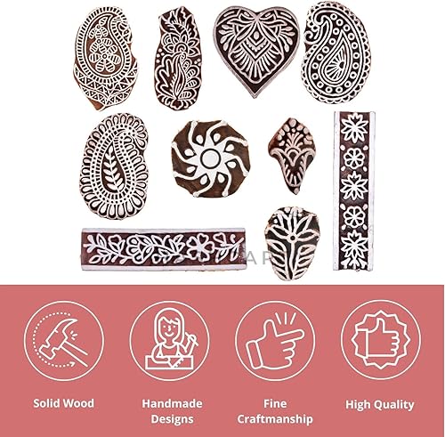 Miniatura 3 de HASHCART Sello de cerámica de arcilla de madera, herramienta de cerámica, sello de bloque de madera, bloques de impresión de textiles indios