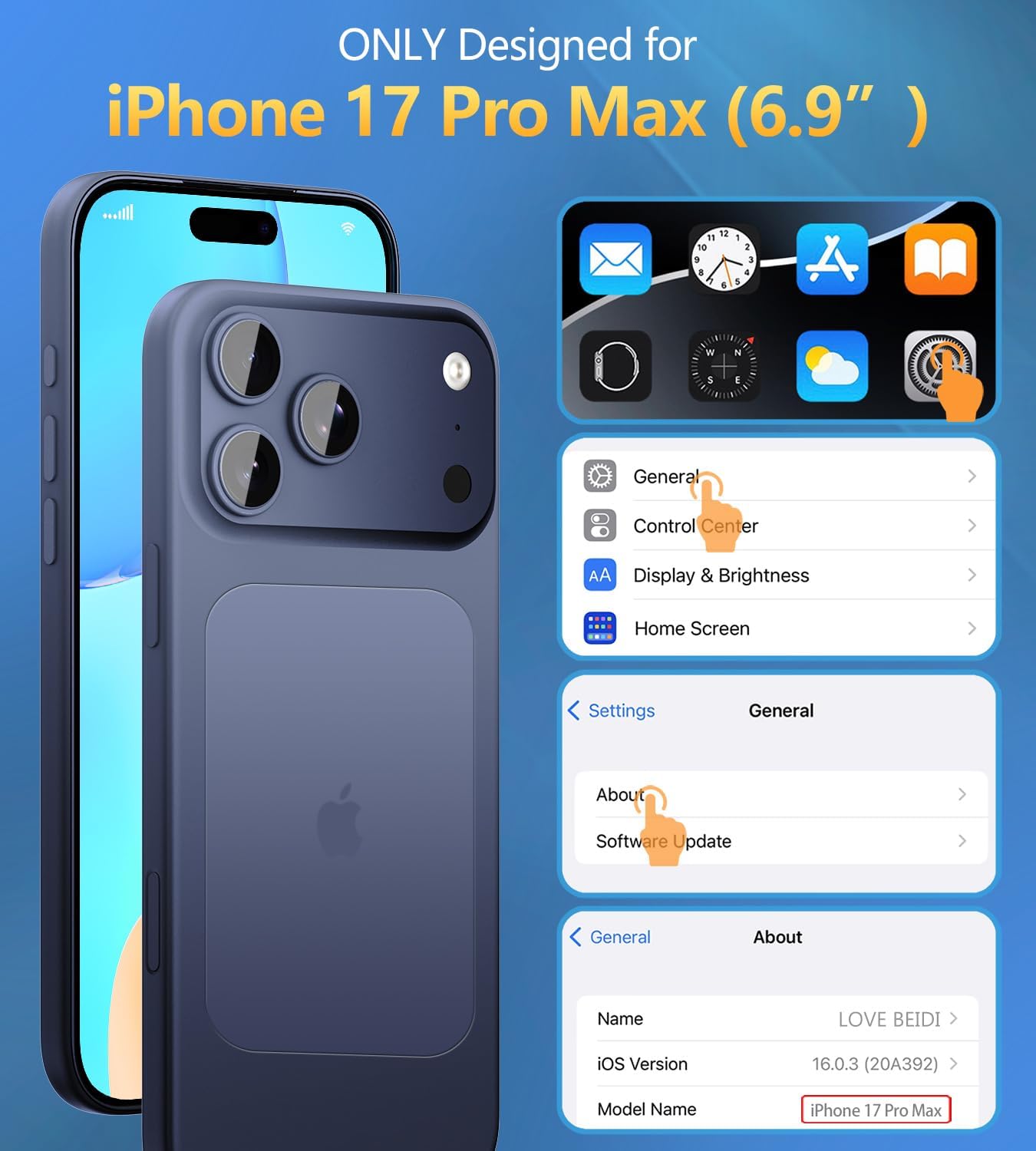 for iPhone 17 Pro Max Case Waterproof | Shockproof Dust Proof Phone Case Cover with Screen Protector - Clear