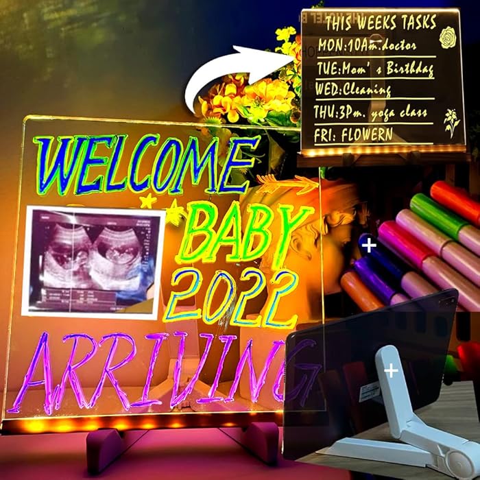 Buy Acrylic Light up Letter Board sign Baby Announcement Sign Pregnancy