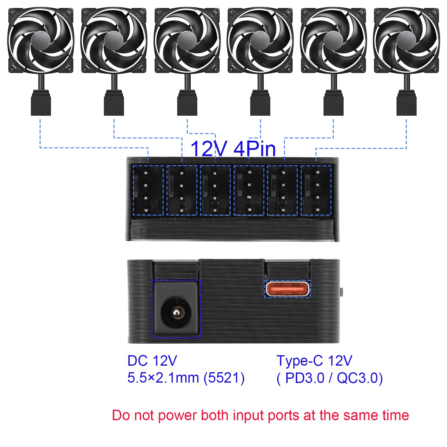 GELRHONR 4 Pin PWM Lüfternabe,12 V 5 Wege CPU Lüfter Hub mit Kabel für 3 Pin und 4 Pin PWM GELRHONR 4 Pin PWM Lüfternabe,12 V 5 Wege CPU Lüfter Hub mit Kabel für 3 Pin und 4 Pin PWM