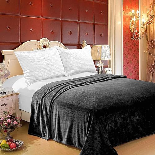 Home Must Haves Manta de cama de microfibra de forro polar ultrasuave, ligera, cálida, acogedora, de primera calidad, color negro
