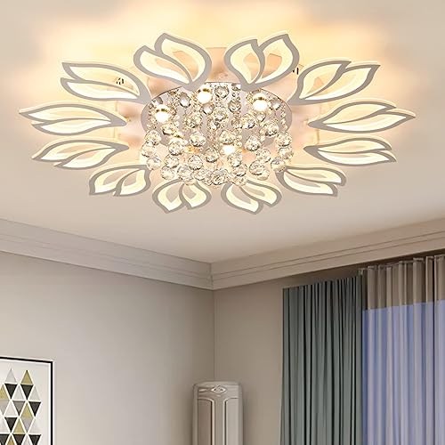 Tioolo Lámpara de techo moderna, lámpara de techo LED regulable, 12 cabezales de montaje empotrado en forma de flor con control remoto, accesorio de