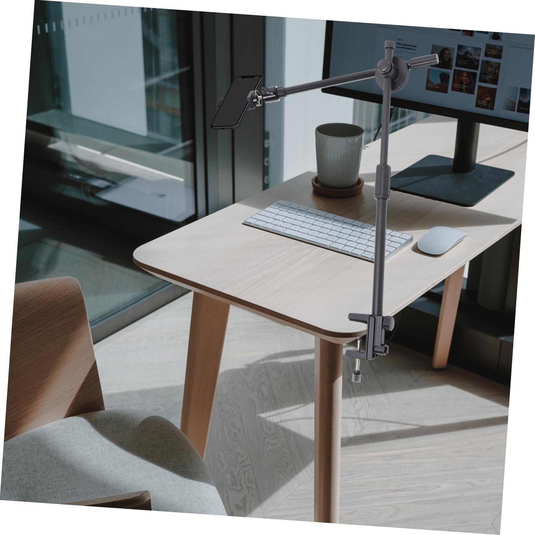 Mikinona Soporte para Teléfono Celular Ajustable 360 Ángulos Brazo Articulado Flexible de ABS y Metal para Escritorio en Momentos de Ocio