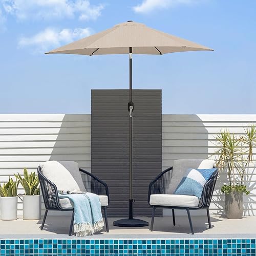 Miniatura 5 de Sombrilla para exteriores, sombrilla de mesa, sombrilla de terraza de 7.5 pies, con botón de inclinación y manivela, utilizada para piscina, balcón,