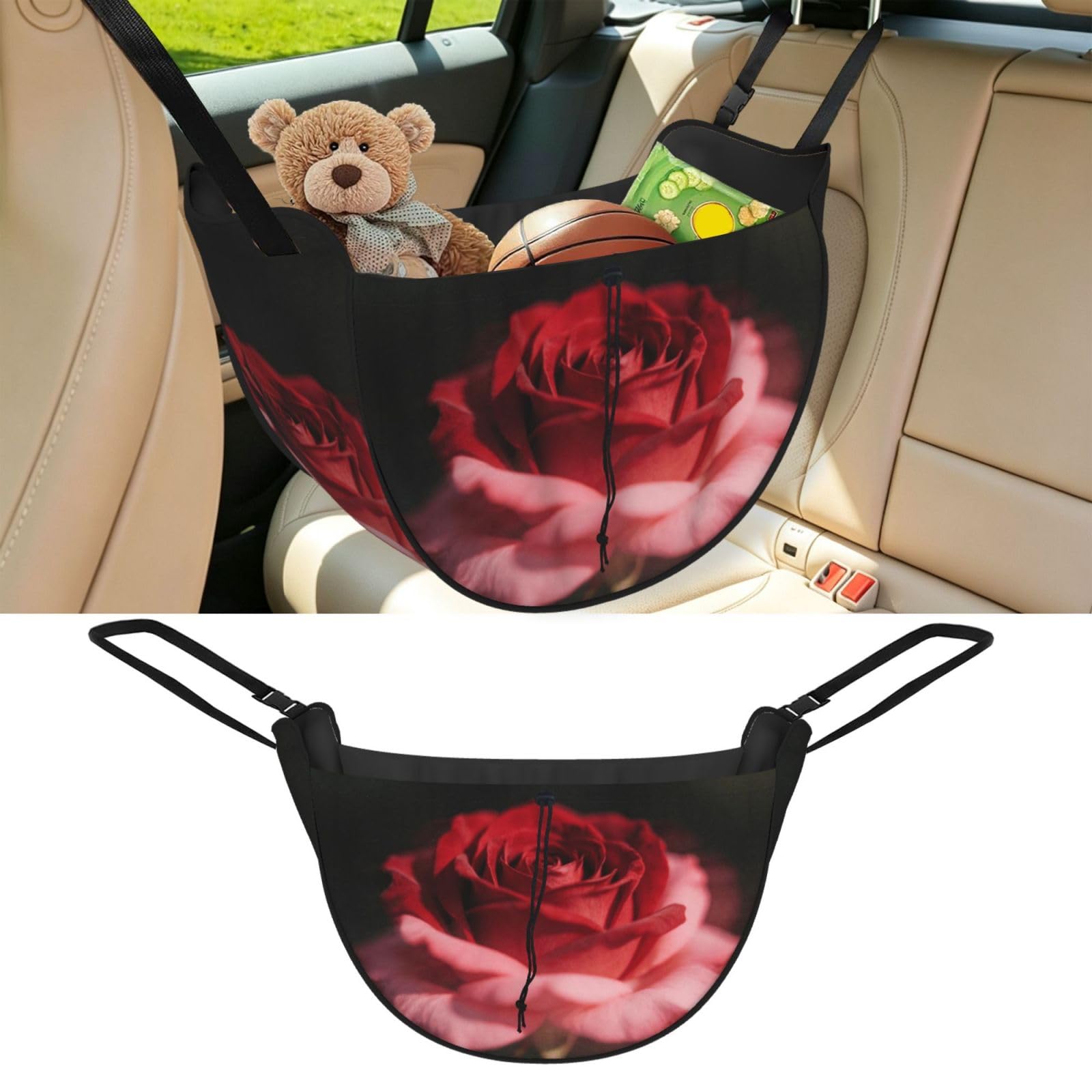 Cntdbu Black Ghost Rose Car Seat Organizer-Backseat Storage Bag For Travel