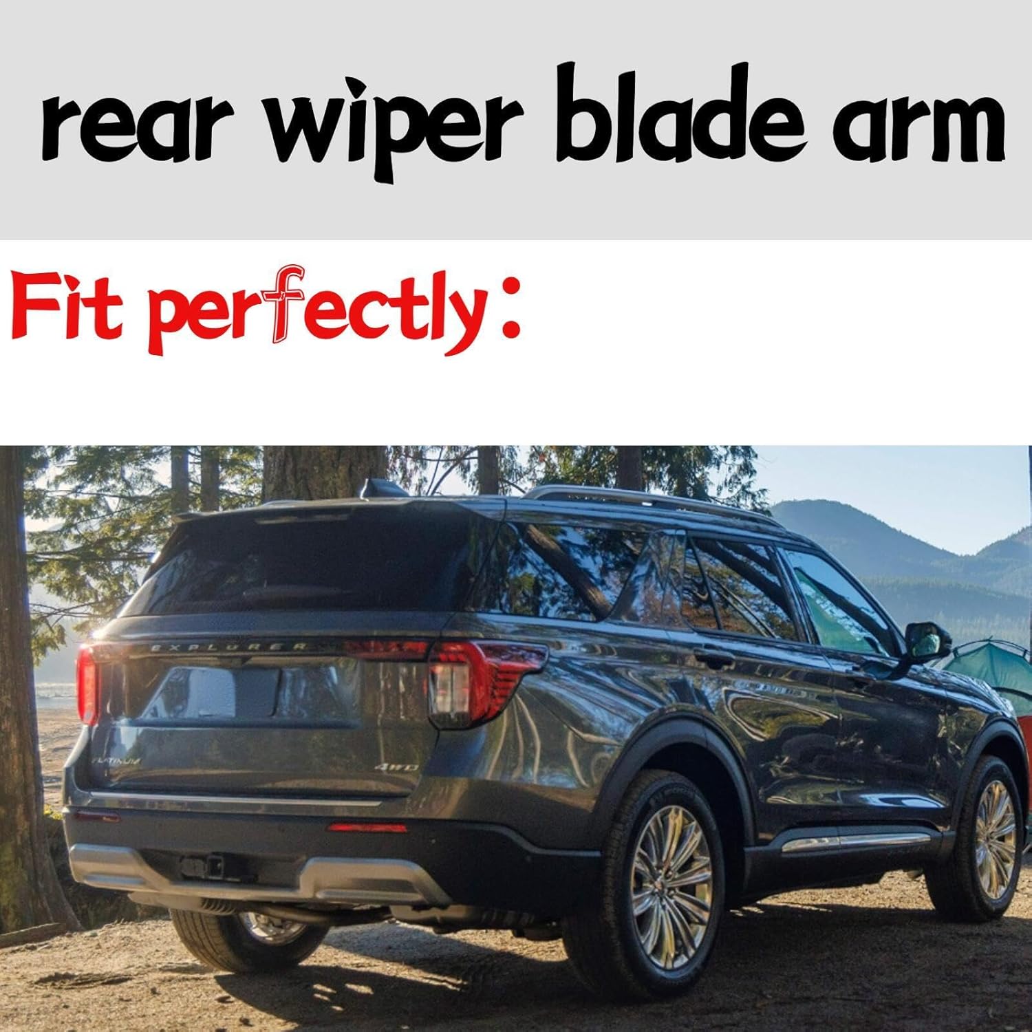 Rear wiper blade arm For Ford Explorer 2023 2024 2025 Base, ST, XLT, ST-Line, Platinum, King Ranch, Timberline, Limited Hybrid, Platinum Hybrid, Active Rear windshield wiper blade arm