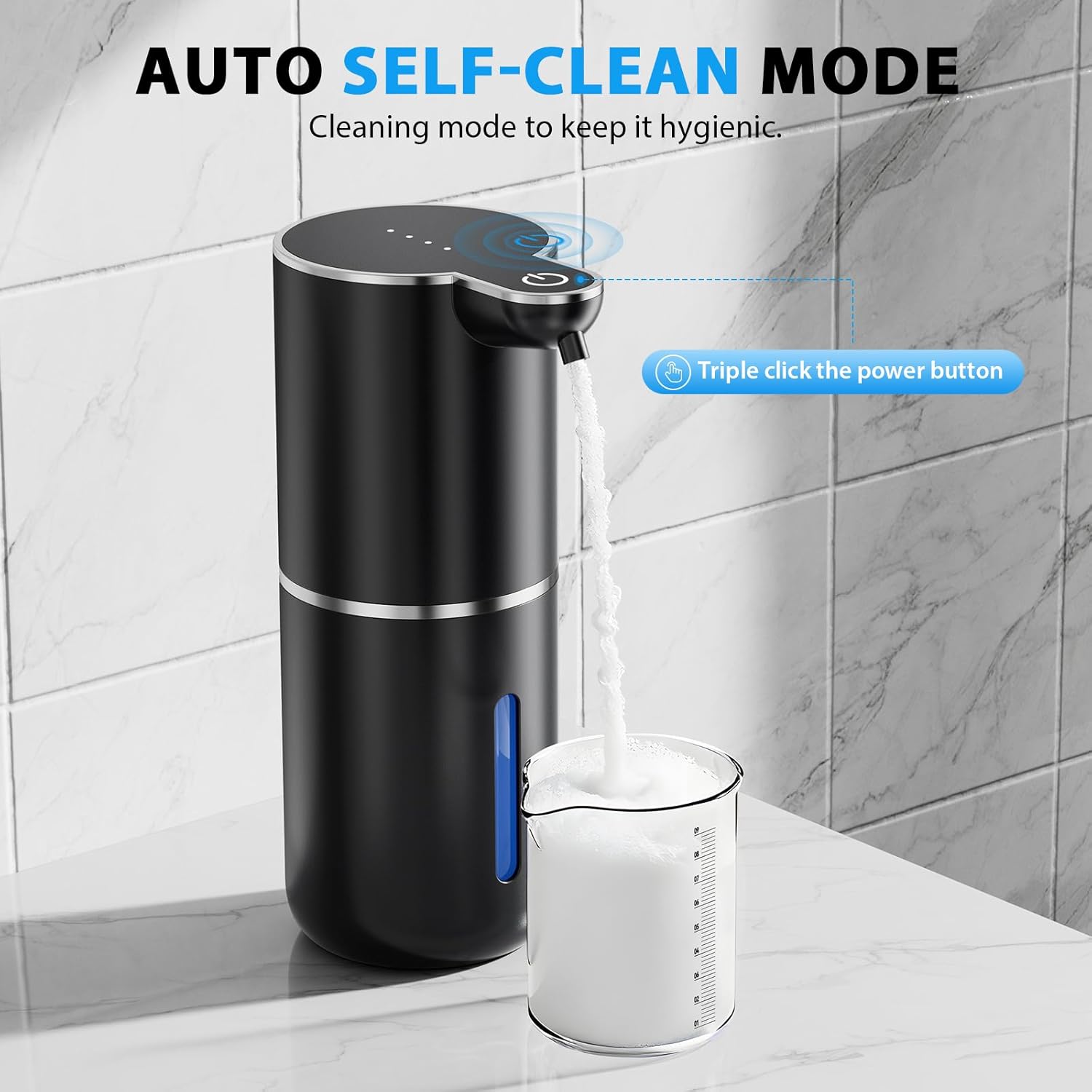 Fantictas Automatic Soap Dispenser Touchless Automatic Foam Soap Dispenser 380ML 4 Adjustable Levels 1200mAh Soap Dispensing Wall Mount for Kitchen and Bathroom,Black