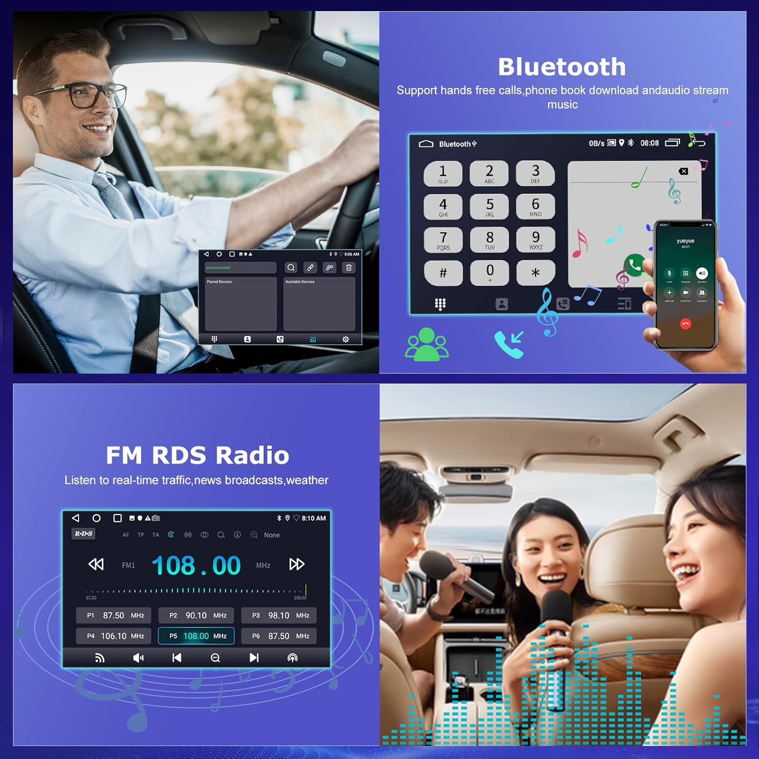 Bluetooth and FM RDS Radio interfaces on ETLFUCyber Car Stereo