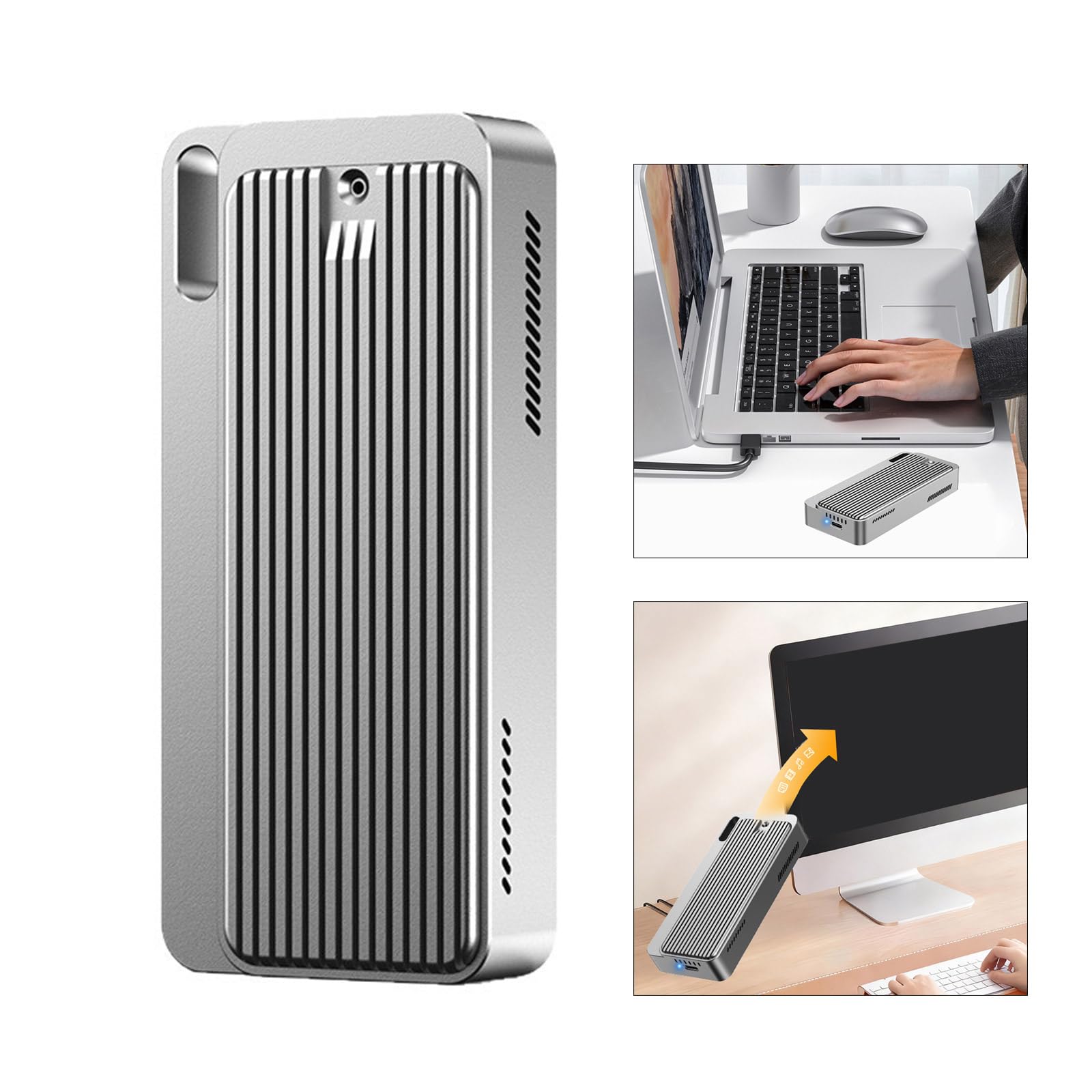 Custodia esterna portatile da 40 Gbps NVMe Hard Drive Custodia per la gestione del calore per 2242 2260 2280 Scatola di immagazzinaggio in alluminio silenzioso