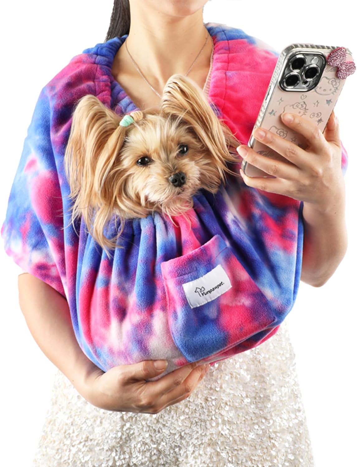 Starry Dreamscape Pattern Small Animal Carrier & Bonding Pouch – Small Size Pet Bib for Cozy, Stylish, and Secure Travel with Your Fur Friend – Perfect for Pets with a Touch of Magic
