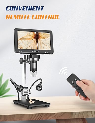 Miniatura 6 de Microscopio digital LCD HDMI de 7 pulgadas, microscopio de video ANNLOV 1500X con sensor de imagen de 16 MP, compatible con WindowsTVMac, soportes