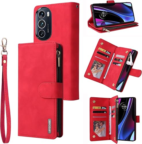 LBYZCASE Funda para Moto G 5G  2022  con ranuras para tarjetas de bloqueo RFID, función atril duradero, cierre magnético, cierre magnético, correa