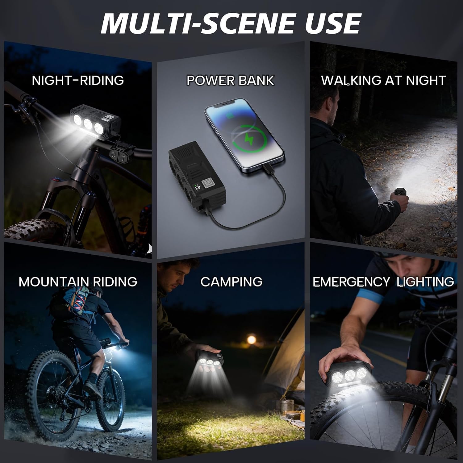 BUCKLOS 21 LED Super Bright Bike Lights for Night Riding, USB Rechargeable Basic/Solar Bike Headlight with Battery Display & Remote Horn, IPX6 Waterproof 5 Modes MTB Road Commuting for Adult