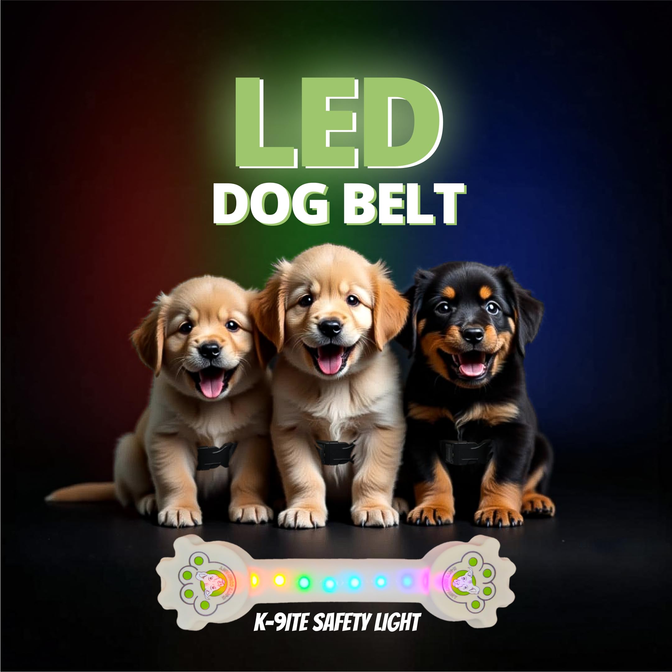 Collar de perro Better Than Light Up para perros pequeños, collar de perro LED recargable, dispositivo de seguridad para perros con un diseño único estilo cinturón
