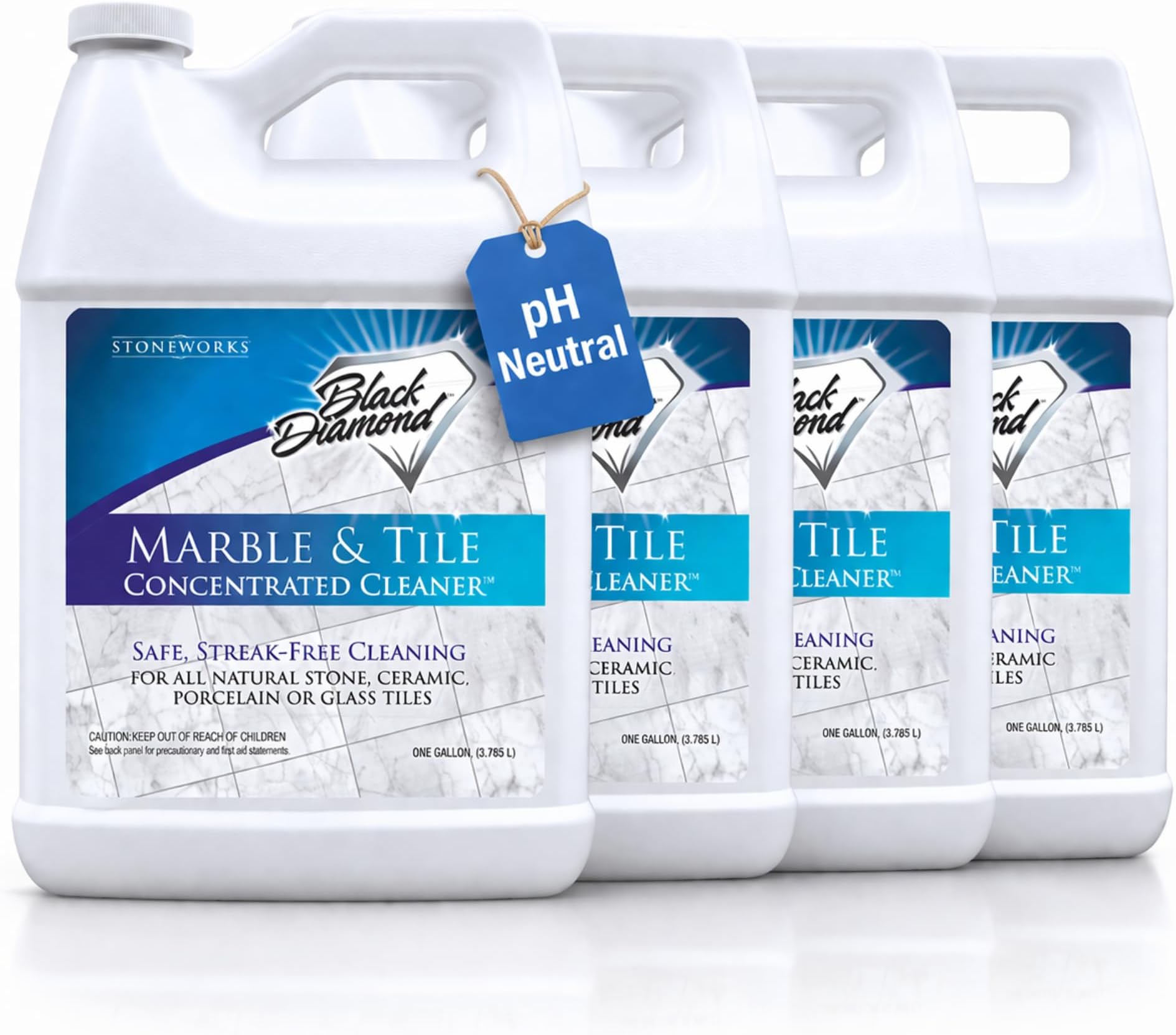 Black Diamond Stoneworks Marble & Tile Floor Cleaner Concentrate, pH Neutral, Streak-Free & No-Rinse Formula for Granite, Travertine, Limestone, Slate, Ceramic & Porcelain Floors (4-Gallons)