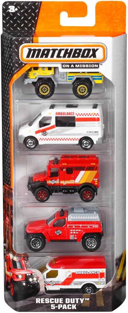 Matchbox 5-Pack of 1:64 Scale Vehicles, 5 Toy Car Collection of Real-World Replicas for Kids 3 Years Old & Up [Styles May Vary]