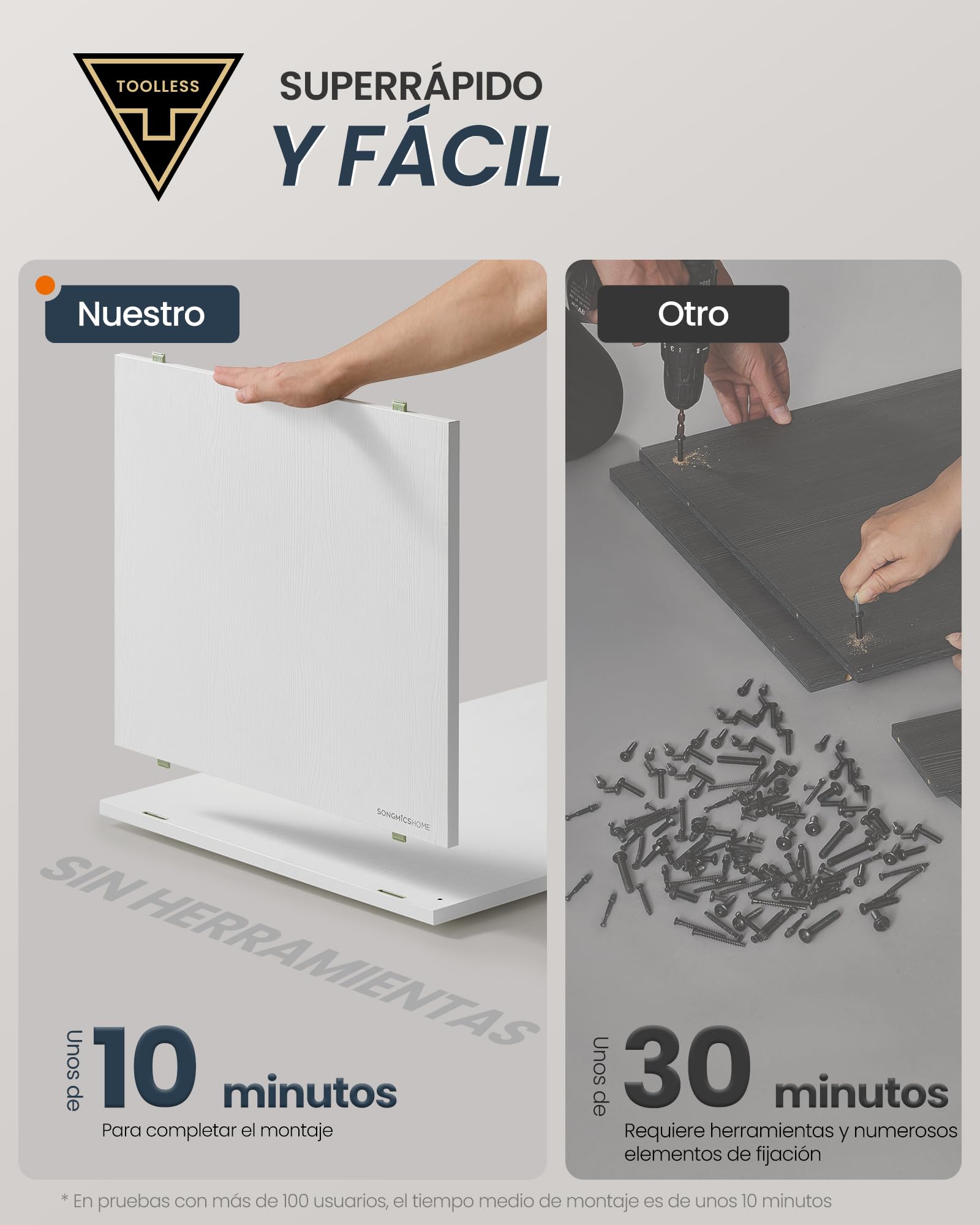 SONGMICS Home Caja Arenero, Montaje Súper Rápido Sin Herramientas Toolless, Casa Grande para Gatos con Puerta con Apertura a Presión, Minimalista, Blanco Nieve PCL013W01