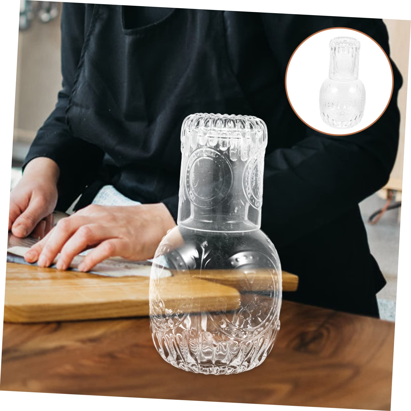 Cabilock Tazas y Botillas De Agua Transparente Accesorio Hogar Con Jarra De Vidrio Multifuncional y Botella De Jugo De Vidrio Para Verano