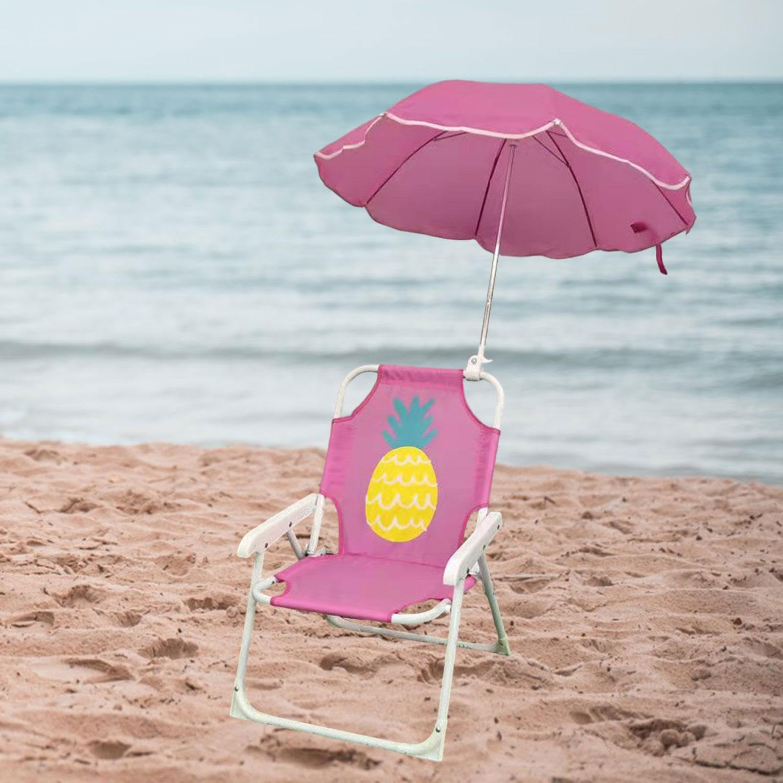 Folpus Kinder-Campingstuhl, Klappstuhl mit Sonnenschirm, praktischer, tragbarer Strandstuhl für Picknicks, Ausflüge im Freien, Angeln im Innenhof, Ananas Sport & Freizeit