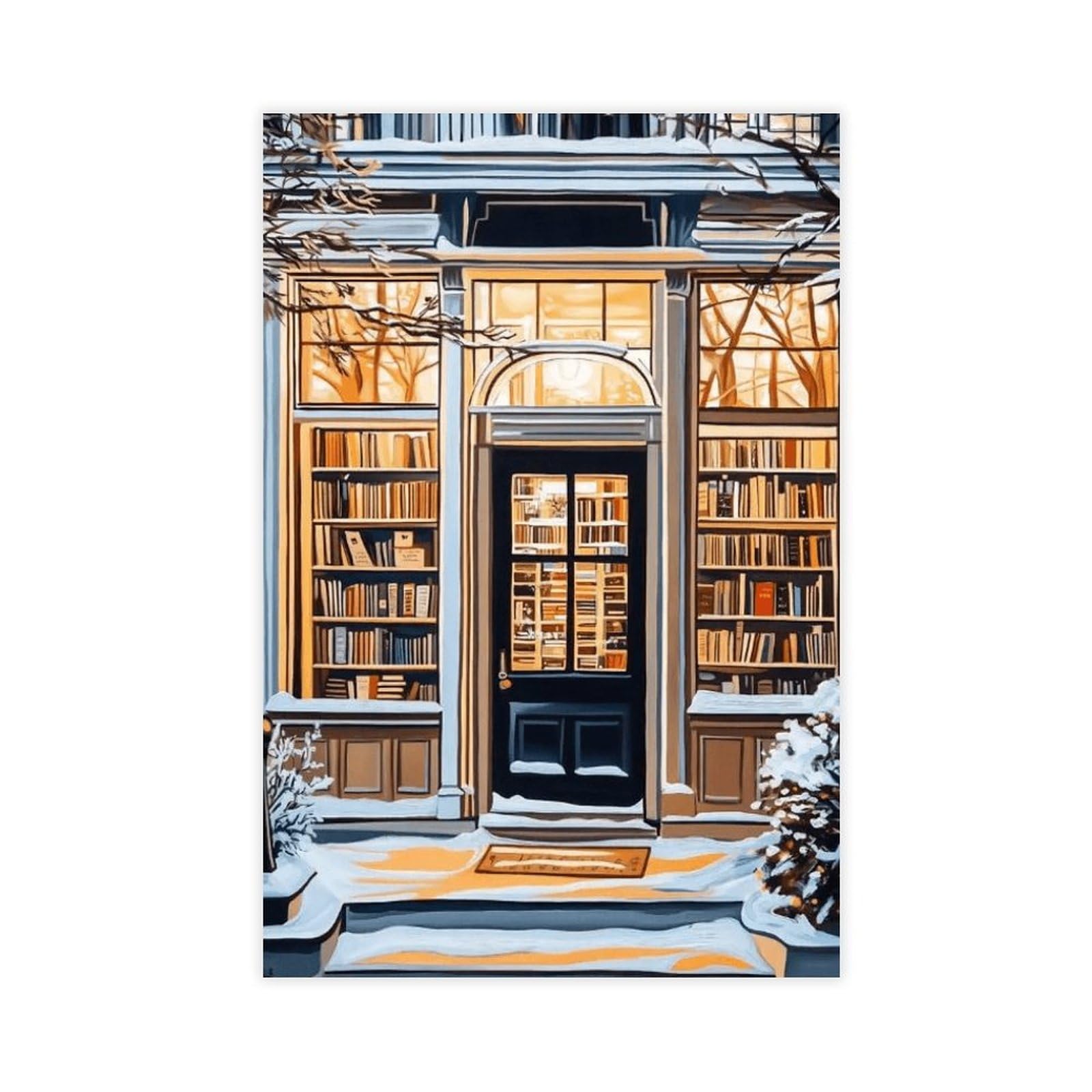NFFBGFD Bookshop Painting Canvas Poster Bedroom Decor Landscape Decor Gift 12x18inch(30x45cm)