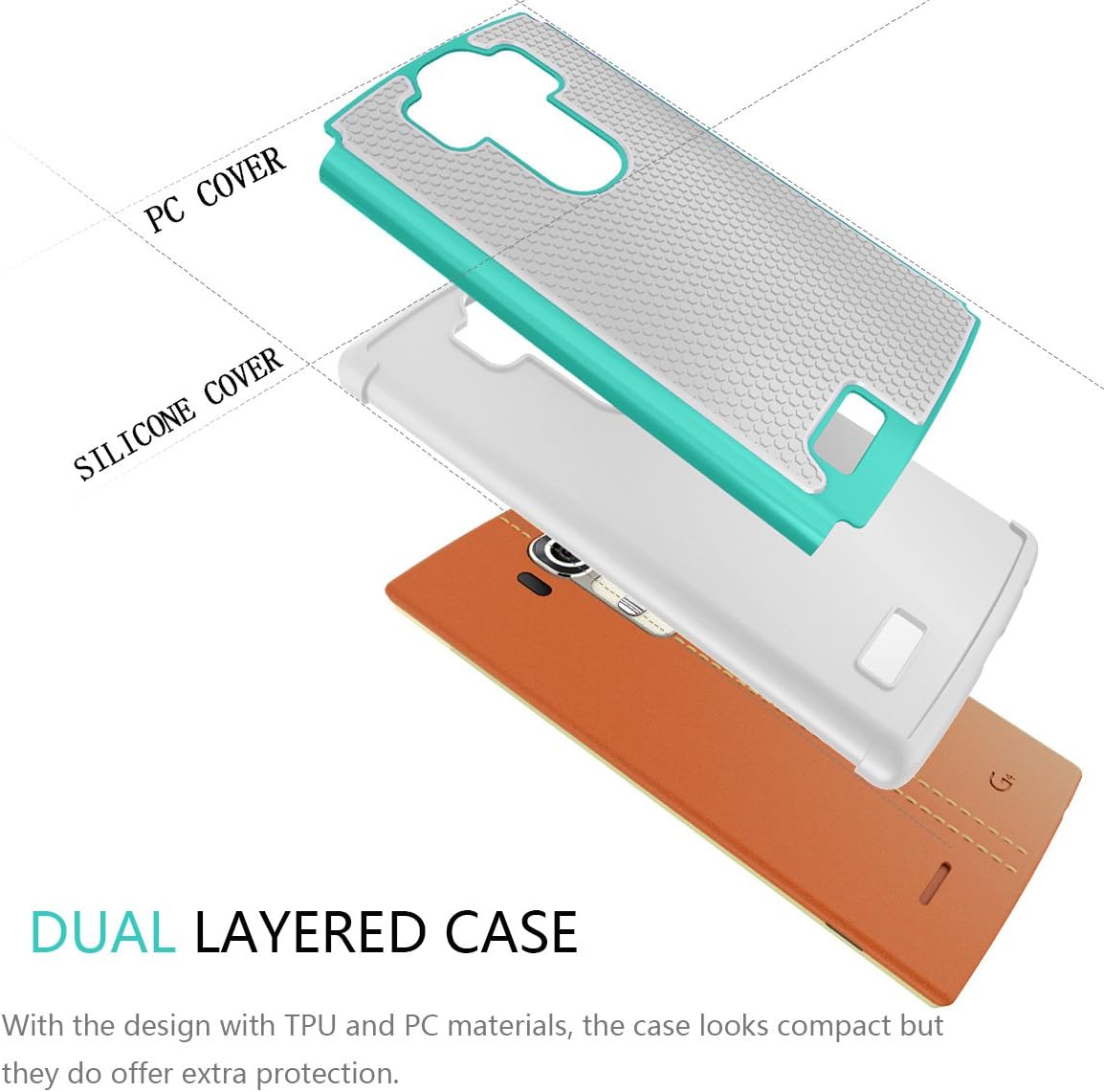 TILL for LG G4 Case, TILL(TM) [Turquoise] [Shock Absorption] Dual Layer Hybrid Rugged Defender Soft Rubber & Hard Plastic Protective Grip Cute Case Cover for LG G4 H810 H811 LS991 US991 VS986