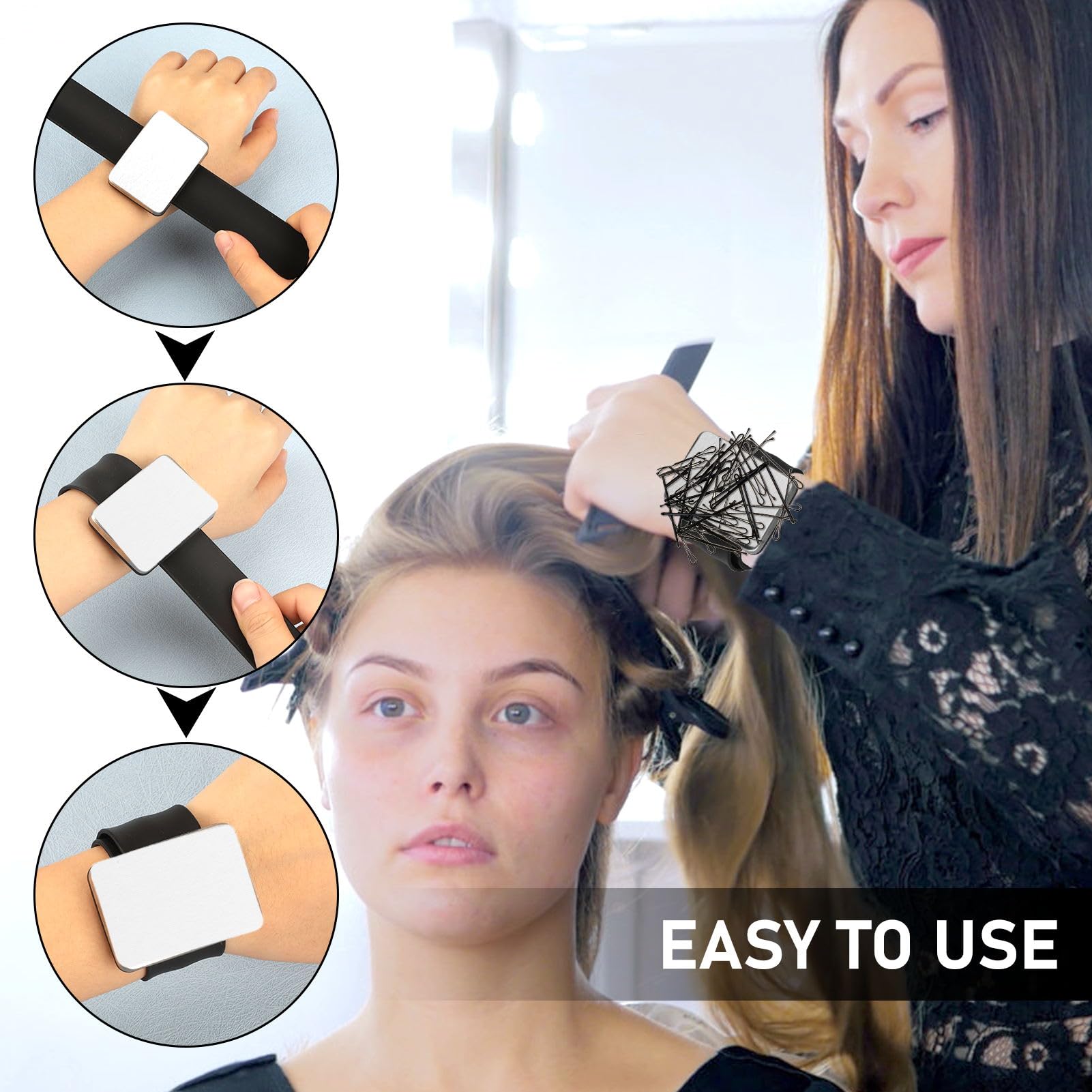 Magnetisches Nadelkissen-Armband Für Näharbeiten - Schwarz - Praktisches Armband Mit Starkem Magneten