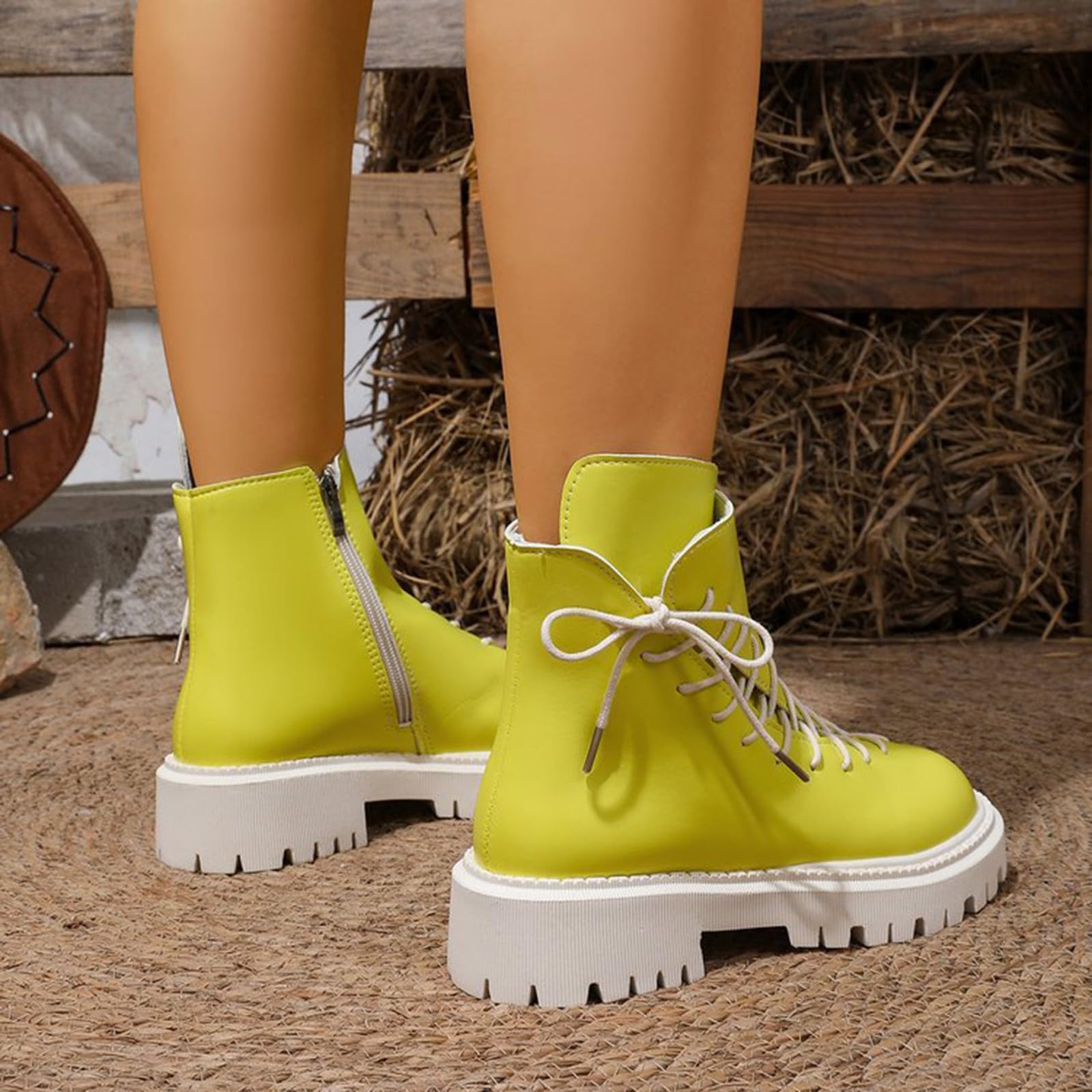 Botines de piel con cordones para mujer, con tacón de bloque