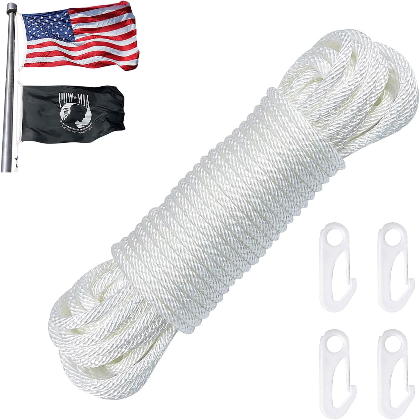NQ Flag Pole Rope Kit 50 Feet x 1/4" Diameter Flag Pole
