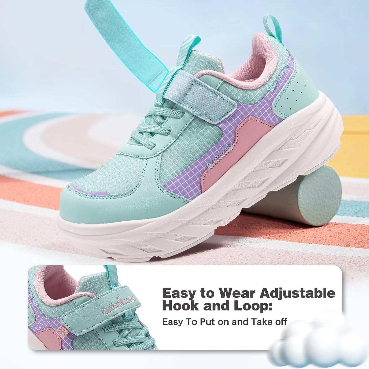 Boys Girls Kids Orthopedic Tennis Shoes: Wide Toe Box Comfortable Casual Arch Support Plantar Fasciitis Running Sneakers, Orthotic Athletic School Sport Walking Shoes for Foot and Pain Relief - Image 2