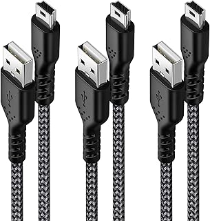 Mini USB Charger Cable, iSeekerKit 3-Pack 6ft USB 2.0 Type A to Mini B Charger Nylon Braided Cord Compatible with Hero 3+, Hero HD, PS3 Controller, MP3 Player, Dash Cam,Digital Camera,Garmin Nuvi GPS
