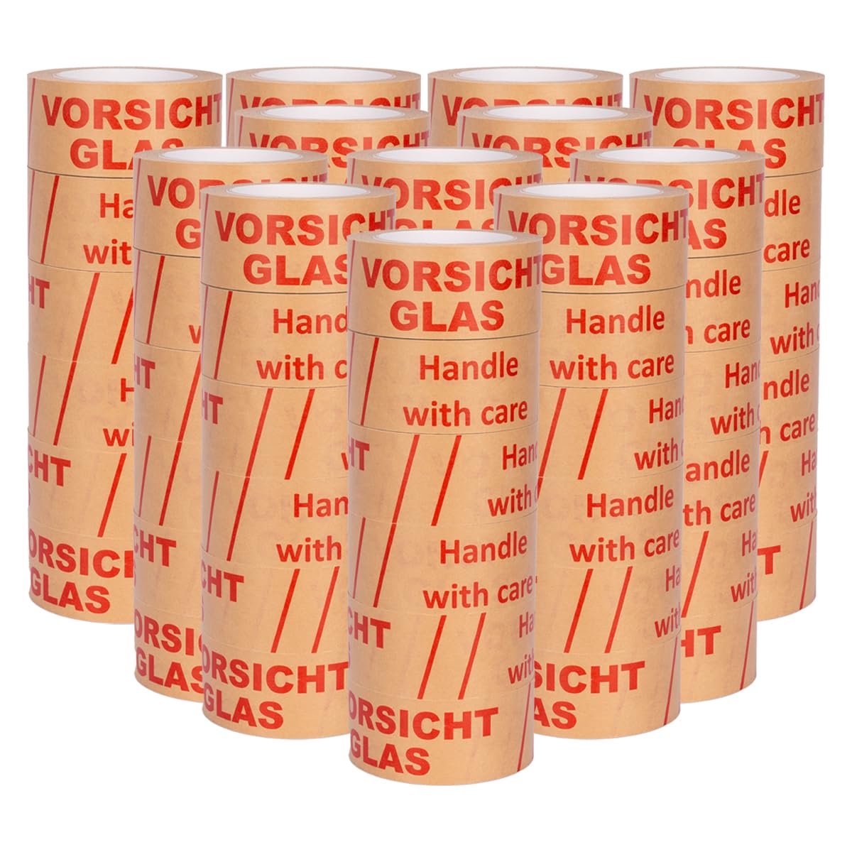 verpacking Nastro adesivo di carta 50 mm x 50 m Attenzione vetro [design, colore e quantità selezionabili] Nastri adesivi per pacchi, Nastro adesivo per imballaggio, 72 rotoli
