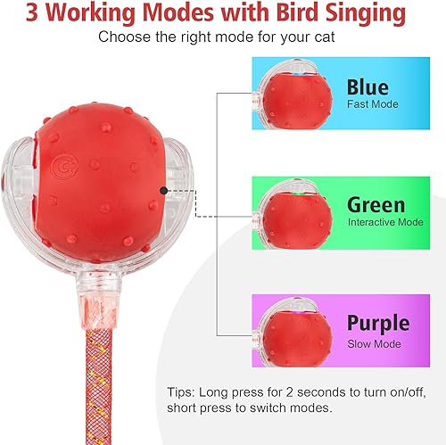 Miniatura 4 de Combo de bolas de juguete interactivas rojas y verdes para gatos  Juguetes automáticos para gatos en movimiento ágil con 4 accesorios de cola, canto