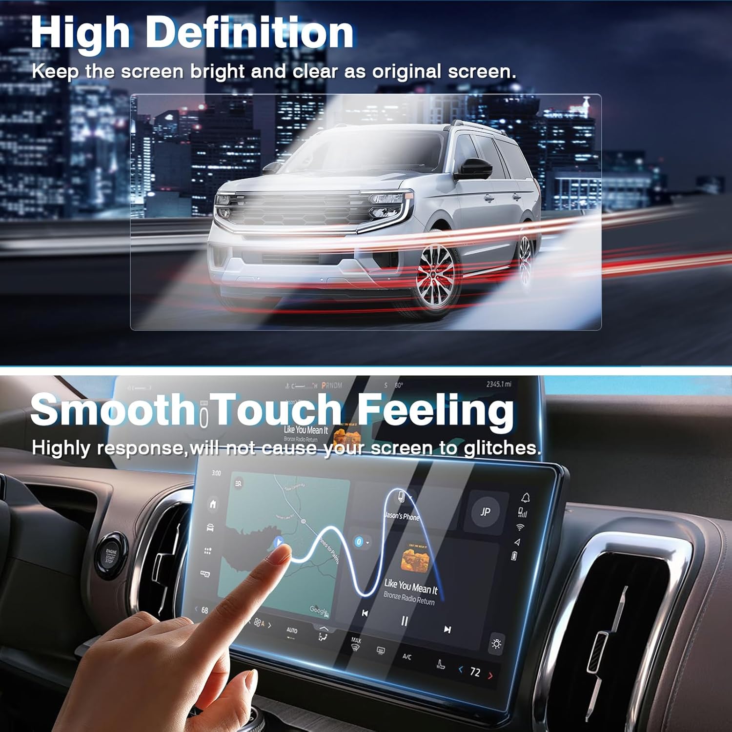 Karltys 2PCS Screen Protector for 2025 2026 Ford Expedition Platinum (Active/Tremor/Platinum/King Ranch/Max) 13.2" Main Touchscreen & 24" Dash Tempered Glass Screen Cover Anti Fingerprints Ford Expedition Accessories