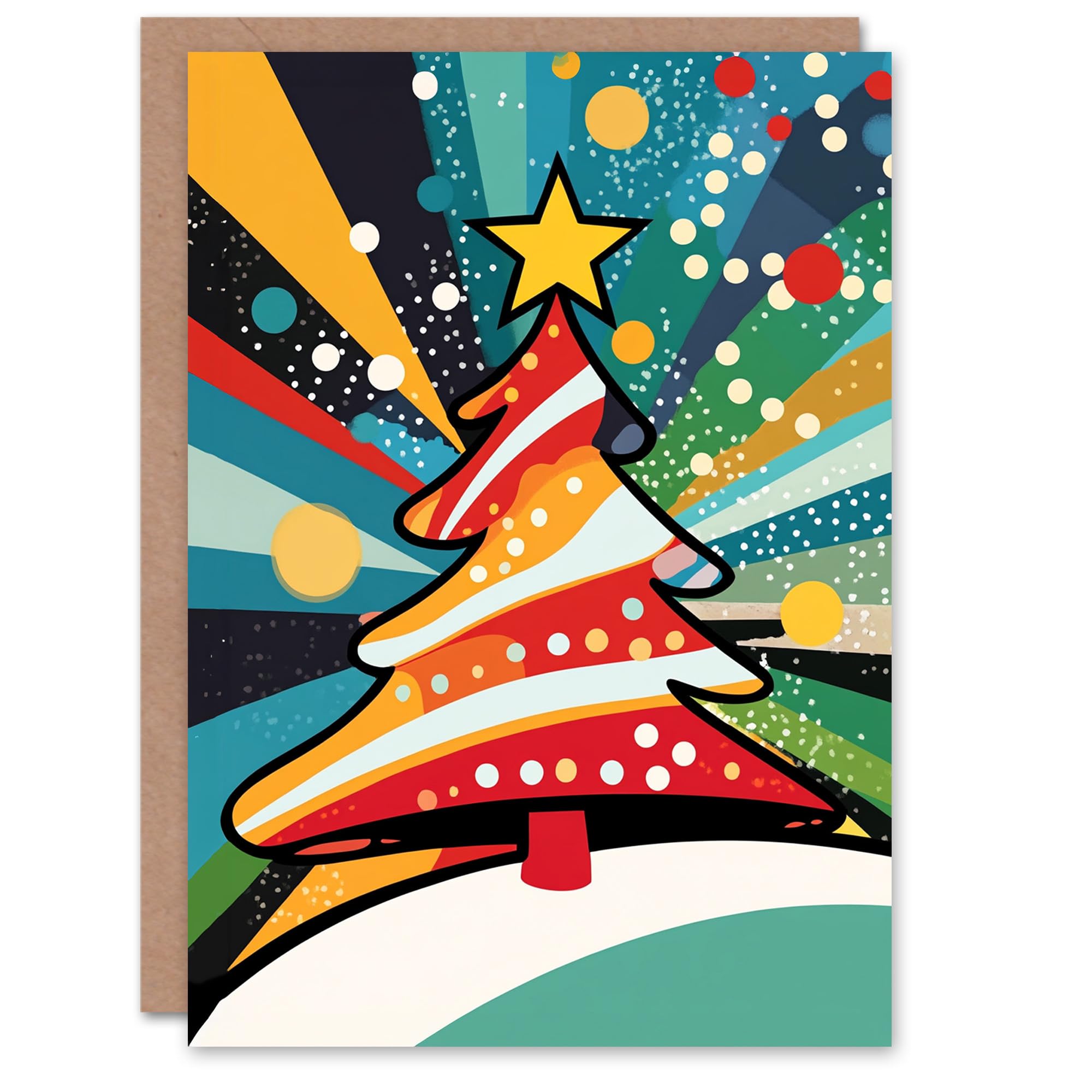 Artery8 Greeting Card - Pop Art Christmas Tree - Festive Xmas