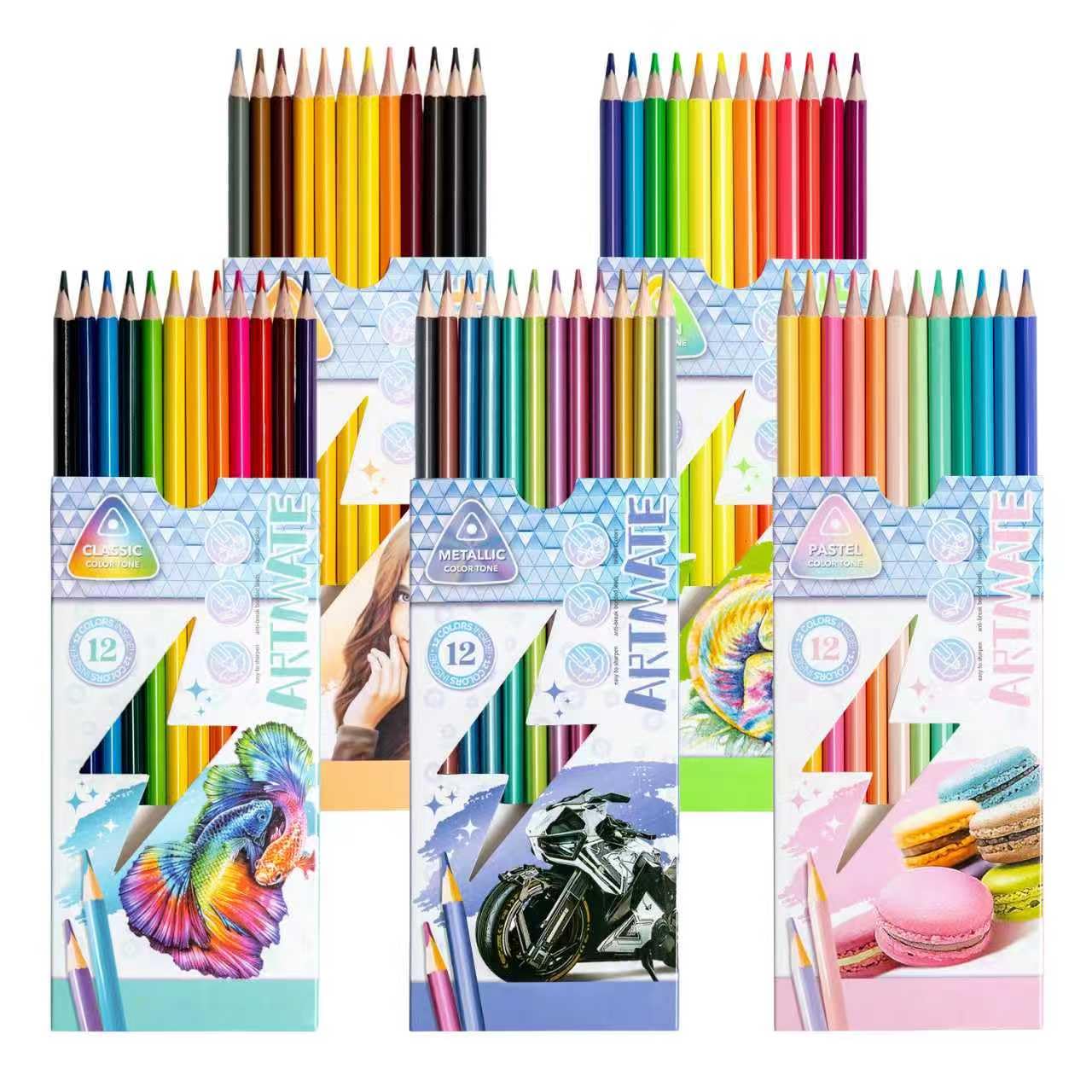 Colored Pencils Set, Neon, Pastel, Classic, Metallic, Skin Tone, Pre-Sharpened Coloring P…