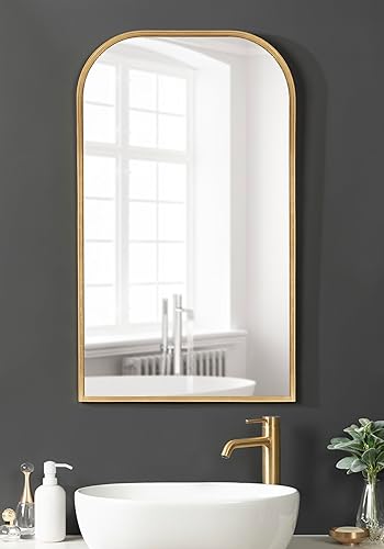 Miniatura 4 de Kate and Laurel Caskill Modern Arched Wall Mirror; 20 x 34; Gold; Decorative Tall Mid-Century Mirror for Wall Decor with Rounded Arched Frame and