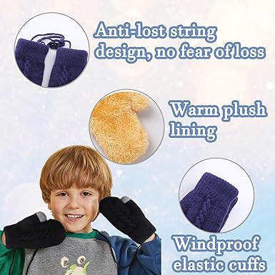 AIDIER Gebreide winterhandschoenen voor baby's en meisjes, warme fleece