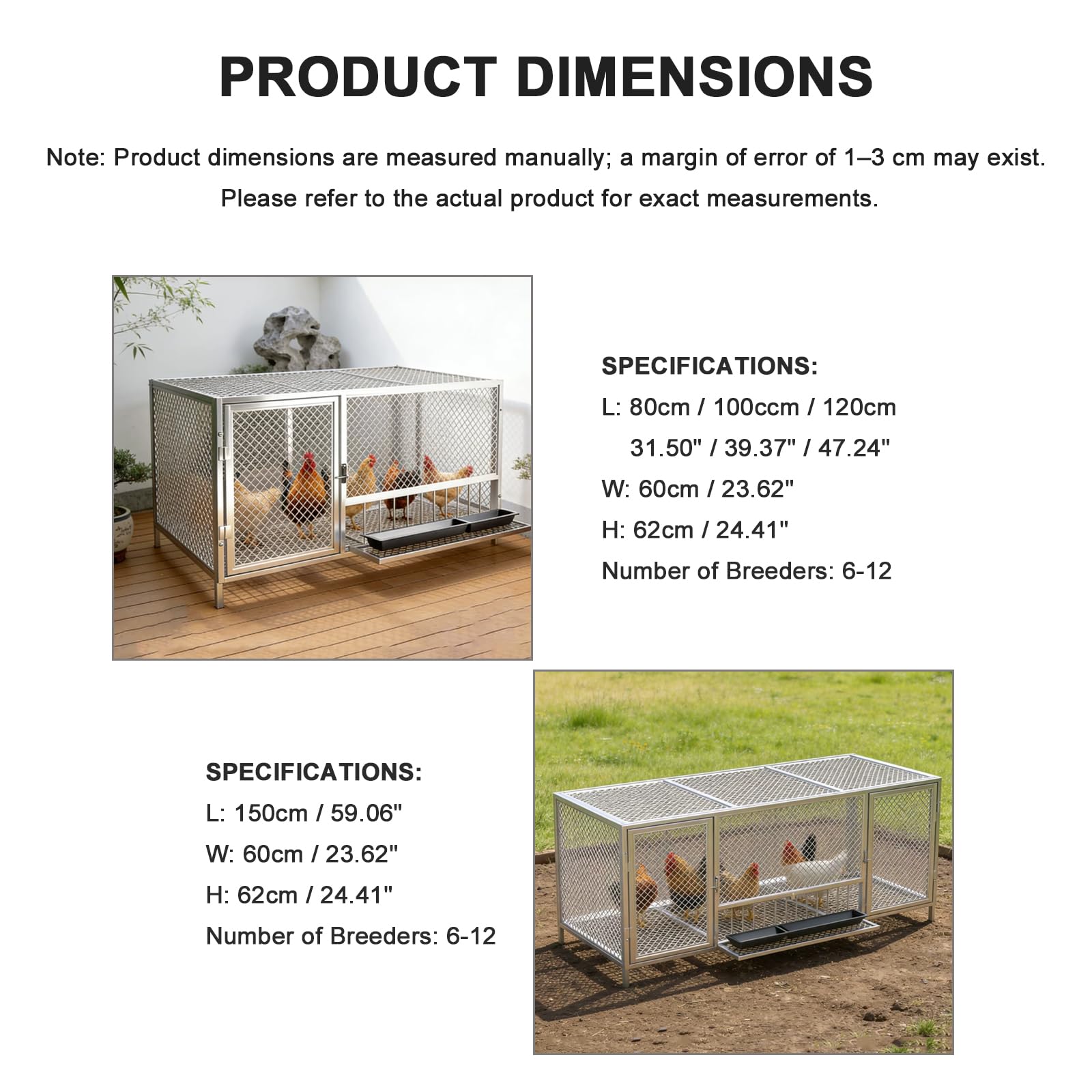 Gallinero Exterior De Metal para Jardín, con Puerta con Cerradura Y Compuerta De Alimentación; Capacidad para 6 A 15 Gallinas. Fácil Montaje. Jaula Exterior para Aves De Corral, Pat Black 120×60×62cm