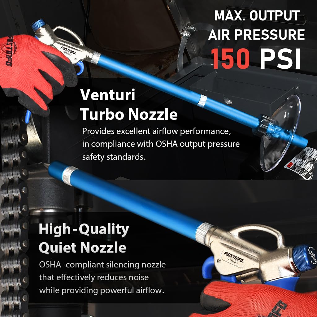 FIRSTINFO A18562KEU Windstorm EX High Flow Adjustable Air Duster Blow Gun Kit, Blue - Image 4